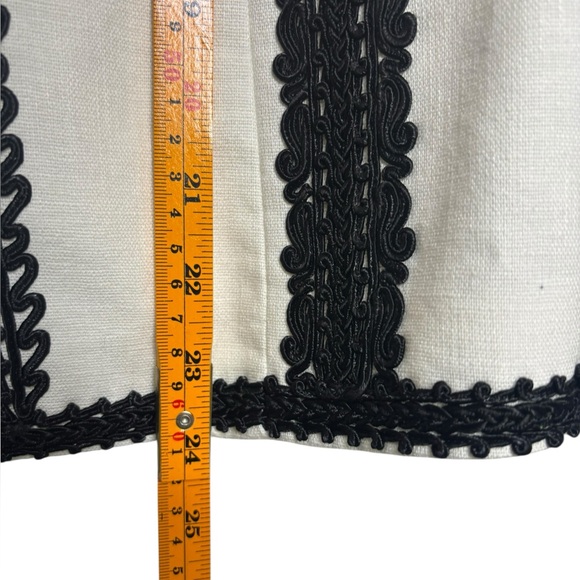 Kobi Halperin Linen Blend Camila Embellished Jacket Size Small Ivory Black - Picture 12 of 13